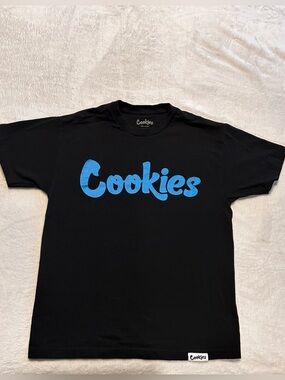 Cookies Men’s Black Short Sleeve Tee with Blue Logo